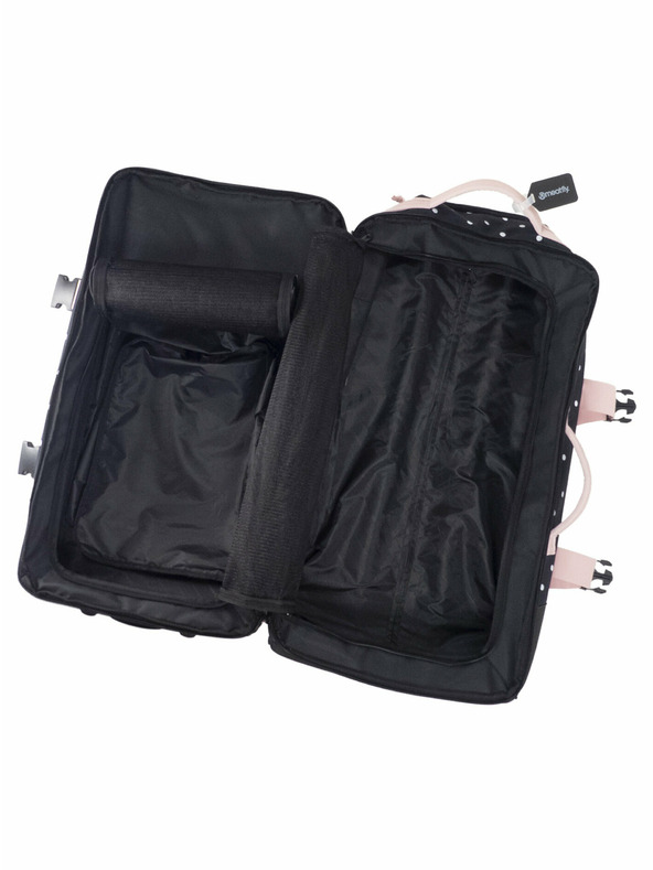 Meatfly Valiză Meatfly Contin White Dot / Powder Pink | Negru | Volum 100 L