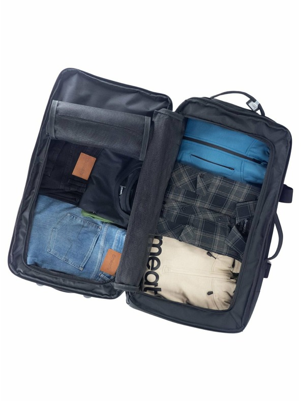 Meatfly Valiză Meatfly Contin Grey Heather | Negru | Volum 100 L