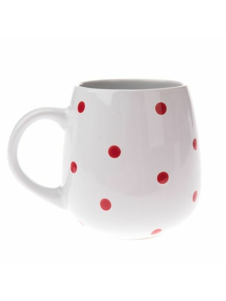 Casa de Engel Cană ceramică, albă cu buline roșii, 520ml, 12/36