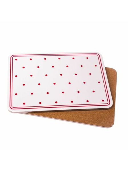 Casa de Engel Suport de masă din plută - alb cu buline - set 2 buc., 0/18