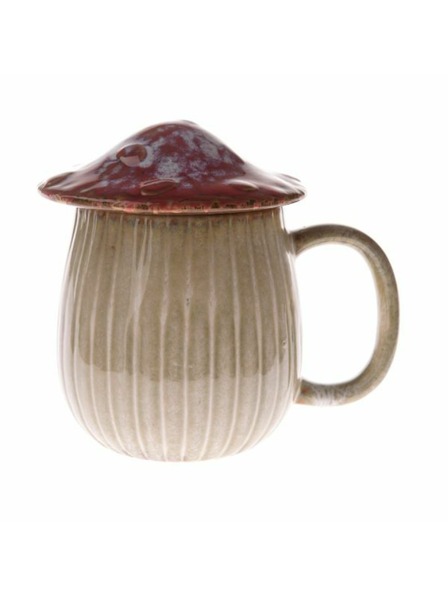 Casa de Engel Cană ceramică cu capac - ciupercă, 550ml, roșie, 1/16