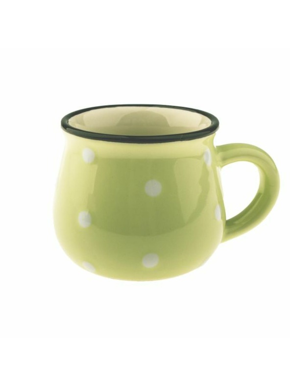 Casa de Engel Ceramic mug - light green with dots, 75ml, 24/144