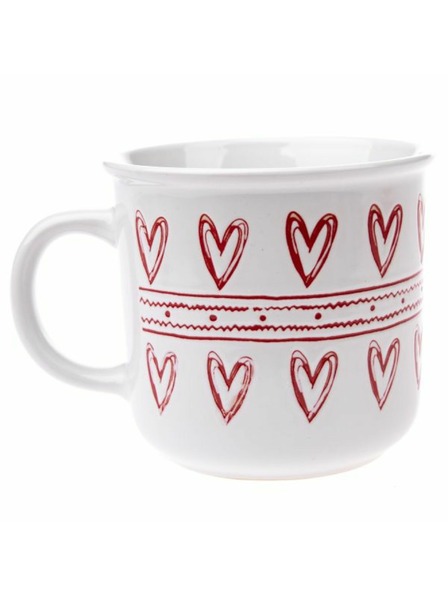 Casa de Engel Cană ceramică cu inimi, albă, 450ml, 6/36
