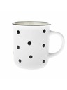 Casa de Engel Cană ceramică, albă cu buline negre, 350ml, 6/36