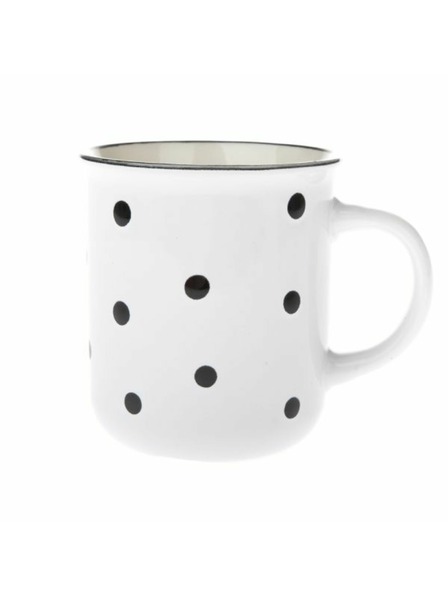 Casa de Engel Cană ceramică, albă cu buline negre, 350ml, 6/36