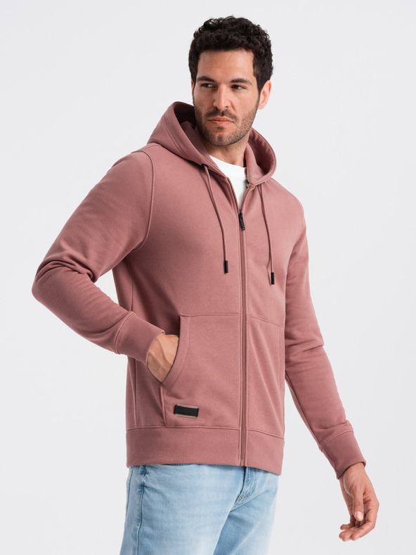 Ombre Clothing Hanorac cu fermoar din bumbac BASIC pentru bărbați Ombre Clothing