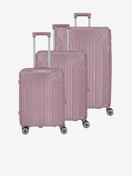 Travelite Set de trei valize de călătorie de damă roz Travelite Elvaa 4w S,M,L Rosé