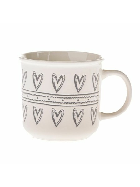 Casa de Engel Cană ceramică cu inimi, albă cu gri, 450ml, 6/36