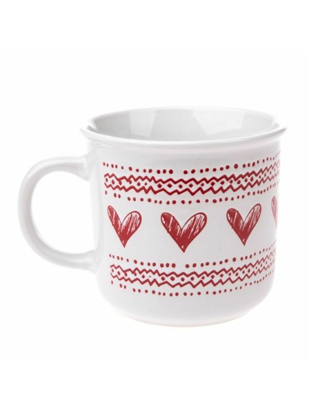 Casa de Engel Cană ceramică cu inimi, albă, 450ml, 6/36