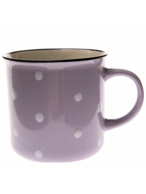 Casa de Engel Cană ceramică - mov cu buline, 470ml, 6/24