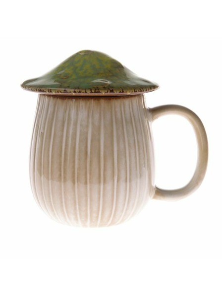 Casa de Engel Cană ceramică cu capac - ciupercă, 550ml, verde, 1/16
