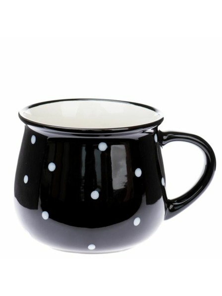 Casa de Engel Cană ceramică, neagră cu buline albe, 770ml, 6/24