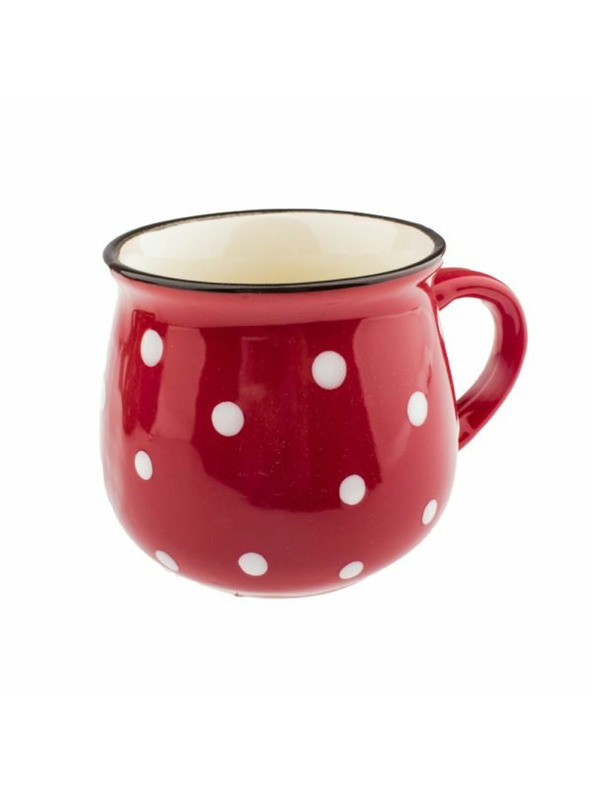 Casa de Engel Cană ceramică, roșie cu buline, 75ml, 24/144