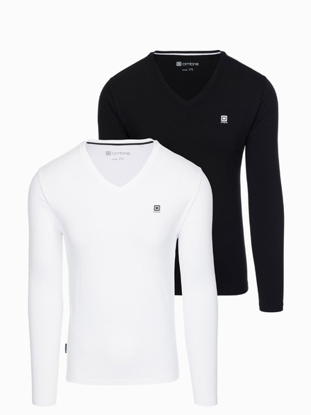Ombre Clothing Set pentru bărbați cu mânecă lungă V-NECK - mix 2-pack V4 Z87 Ombre Clothing