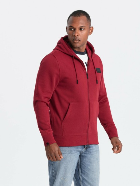 Ombre Clothing Hanorac pentru bărbați cu glugă și plasture - roșu V3 OM-SSZP-0140 Ombre Clothing