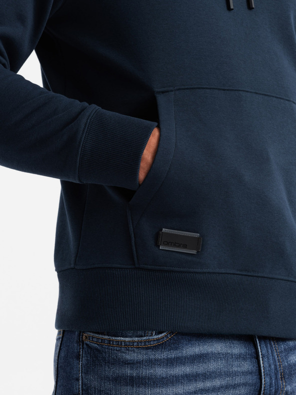 Ombre Clothing Hanorac cu glugă și buzunar din bumbac BASIC pentru bărbați Ombre Clothing
