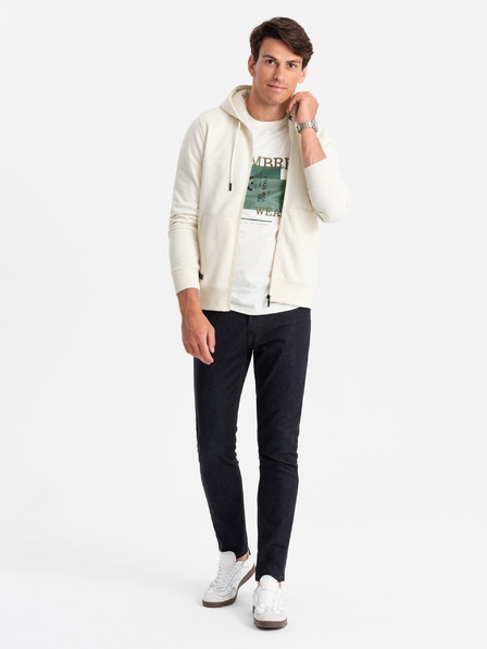 Ombre Clothing Hanorac cu fermoar din bumbac BASIC pentru bărbați Ombre Clothing