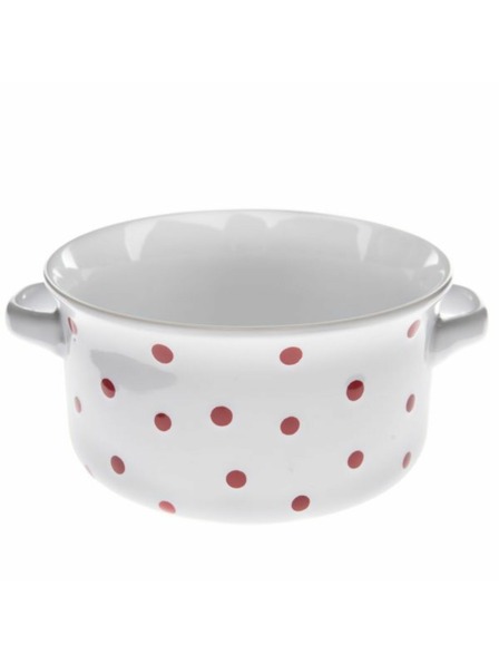 Casa de Engel Bol din ceramică, alb cu buline roșii, 560ml, 6/24