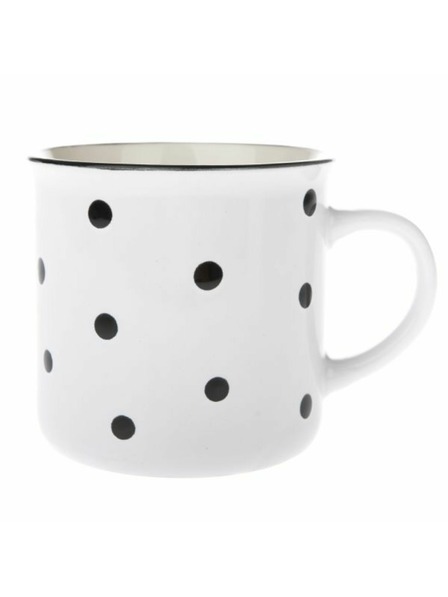 Casa de Engel Cană din ceramică, albă cu buline negre, 470ml, 6/24