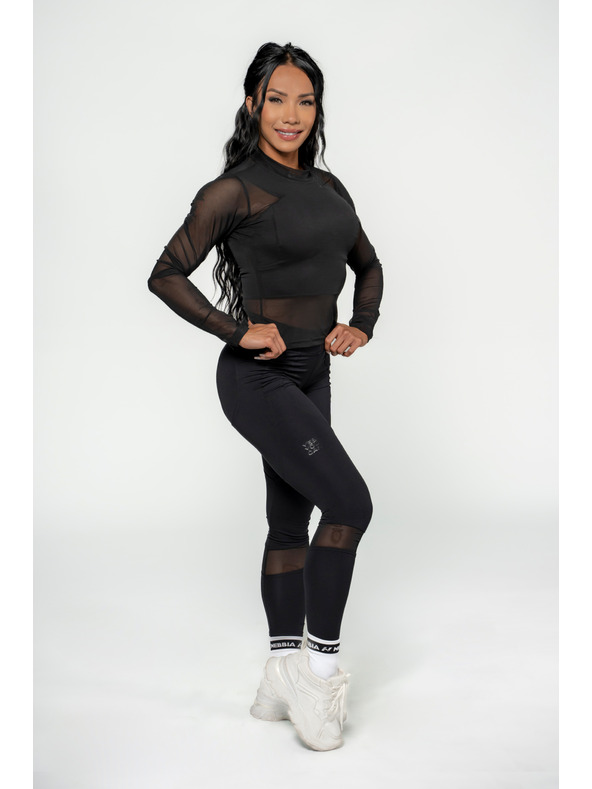 Nebbia NEBBIA Top cu mânecă lungă, transparent, pentru femei INTENSE 847 Gold Nebbia