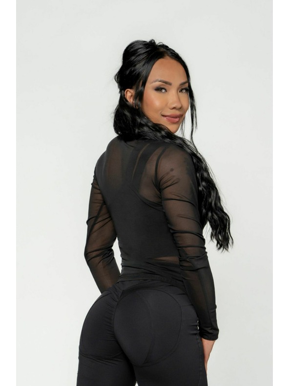 Nebbia NEBBIA Top cu mânecă lungă, transparent, pentru femei INTENSE 847 Gold Nebbia