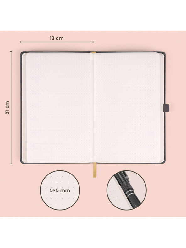 NOTIQUE NOTIQUE Notes Gri, punctat, 13 x 21 cm BAAGL