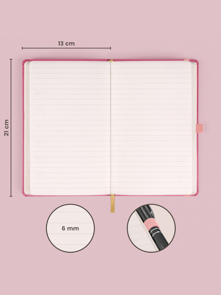 NOTIQUE NOTIQUE Notes Pink, căptușită, 13 x 21 cm