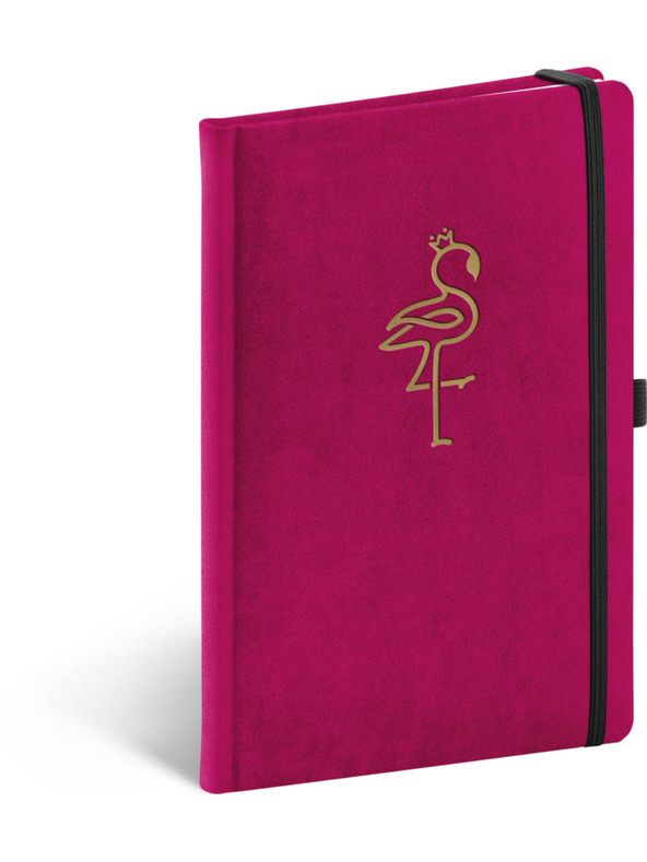 NOTIQUE NOTIQUE Notes Velvet Flamingo, căptușită, 13 x 21 cm BAAGL