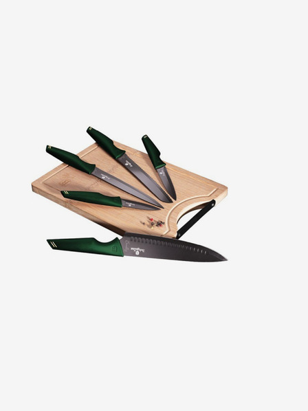 Berlingerhaus Set de cinci cuțite + placă de tăiat BERLINGERHAUS Emerald Collection