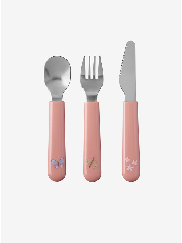 Mepal Set furculiță, lingură și cuțit pentru copii Mepal Mio roz (3 bucăți)