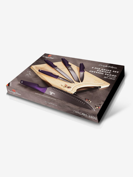 Berlingerhaus Set cuțite cu suprafață anti-aderentă + tocător BERLINGERHAUS Purple Eclipse Collection (6 buc.)
