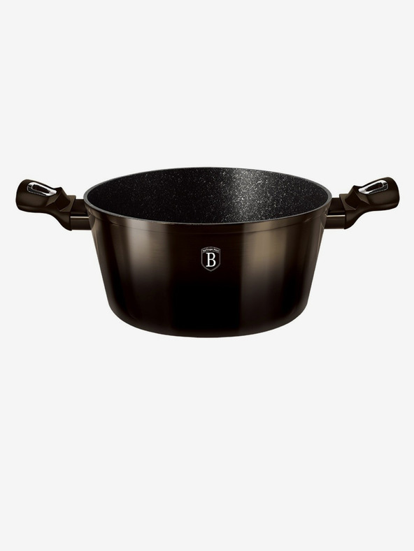 Berlingerhaus Caserolă cu suprafață de marmură 20 cm Colecția Shiny Black 2 capace BERLINGERHAUS