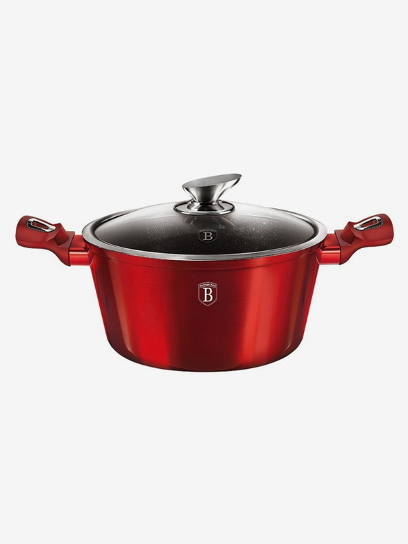 Berlingerhaus Cratiță cu suprafață marmorată și capac 24 cm Burgundy Metallic Line BERLINGERHAUS