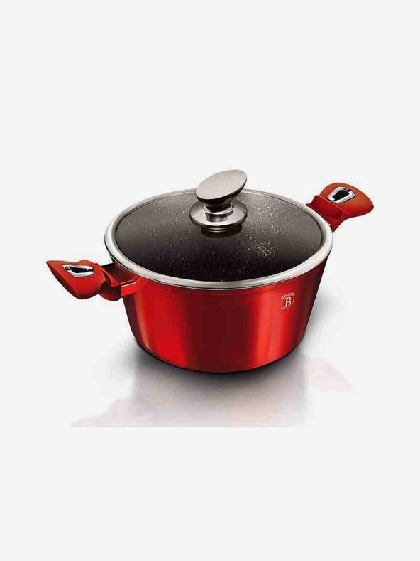 Berlingerhaus Cratiță cu suprafață marmorată și capac 24 cm Burgundy Metallic Line BERLINGERHAUS