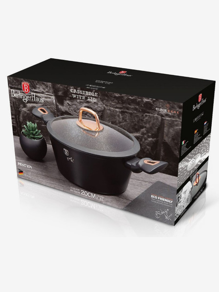 Berlingerhaus Caserolă cu capac și suprafață din marmură 20 cm Black Rose Collection BERLINGERHAUS