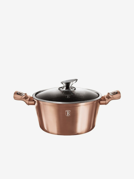 Berlingerhaus Caserolă cu suprafață din marmură și capac 30 cm Rosegold Metallic Line BERLINGERHAUS