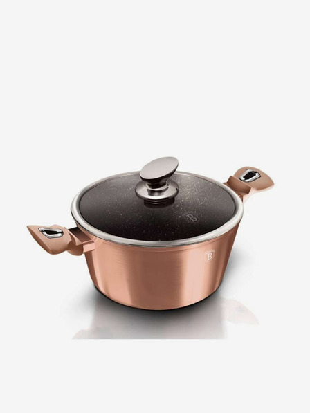 Berlingerhaus Caserolă cu suprafață din marmură și capac 30 cm Rosegold Metallic Line BERLINGERHAUS