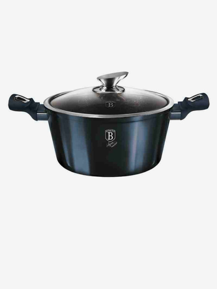 Berlingerhaus Cratiță cu suprafață marmorată și capac 24 cm BERLINGERHAUS Metallic Line Aquamarine Edition