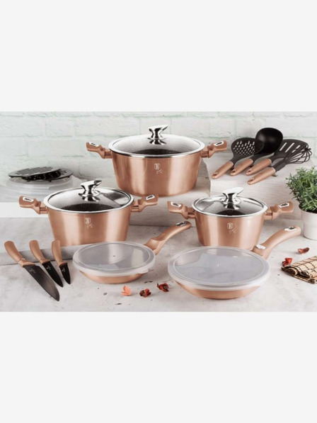Berlingerhaus Caserolă cu suprafață din marmură și capac 28 cm Rosegold Metallic Line BERLINGERHAUS