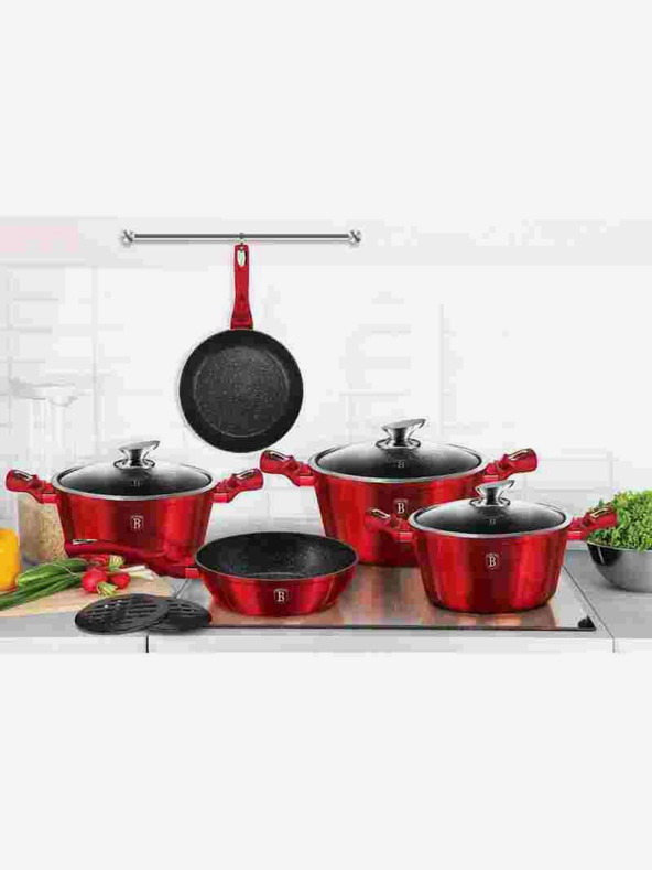 Berlingerhaus Caserolă cu suprafață din marmură și capac BERLINGERHAUS Burgundy Metallic Line (20 cm)