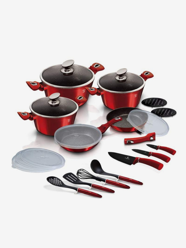 Berlingerhaus Set ustensile de gătit cu suprafață din marmură 22 buc Burgundy Metallic Line BERLINGERHAUS