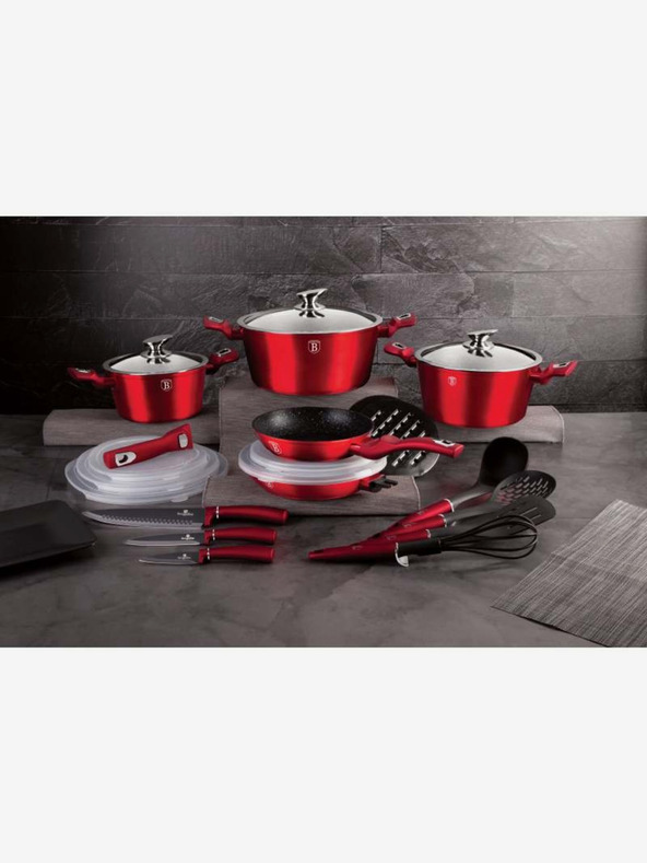 Berlingerhaus Set ustensile de gătit cu suprafață din marmură 22 buc Burgundy Metallic Line BERLINGERHAUS
