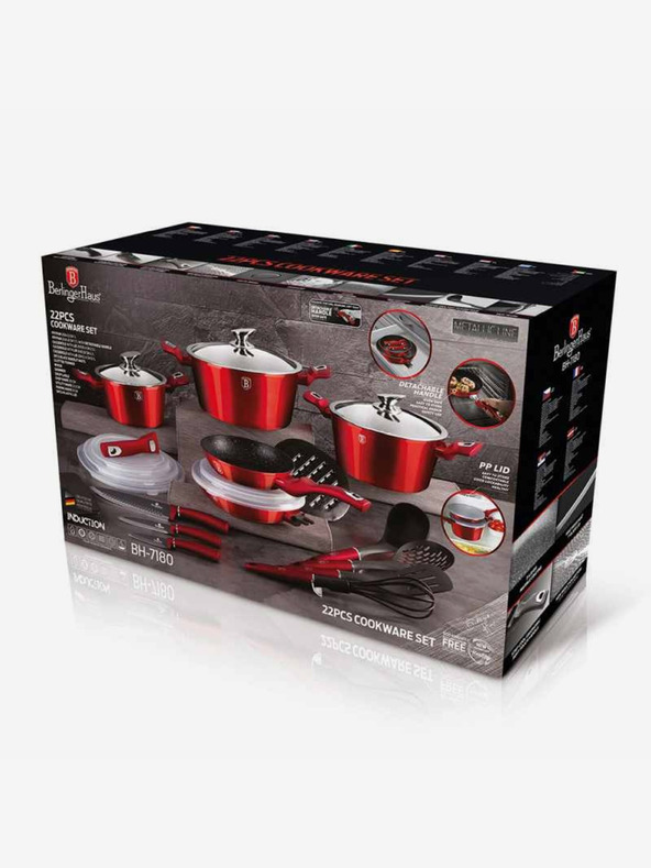 Berlingerhaus Set ustensile de gătit cu suprafață din marmură 22 buc Burgundy Metallic Line BERLINGERHAUS