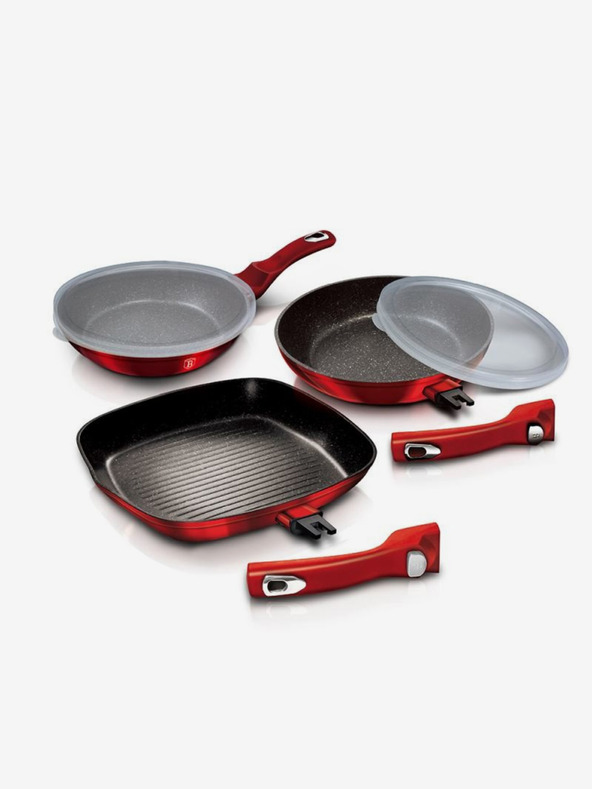 Berlingerhaus Set de tigăi cu mâner detașabil 5 piese Burgundy Metallic Line grill BERLINGERHAUS