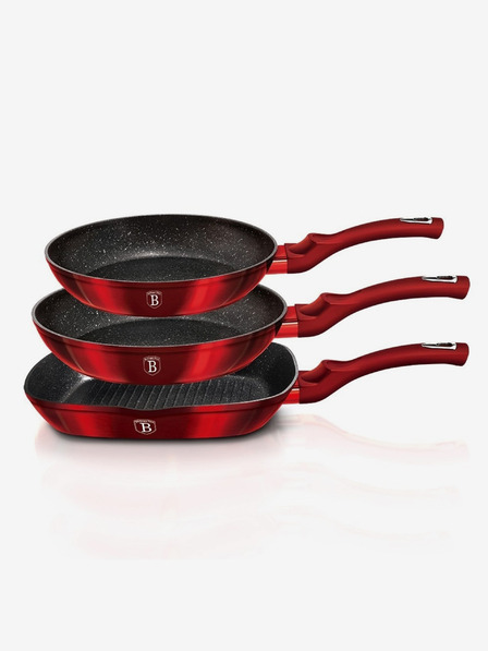 Berlingerhaus Tigaie cu suprafață din marmură set de 3 bucăți Burgundy Metallic Line BERLINGERHAUS