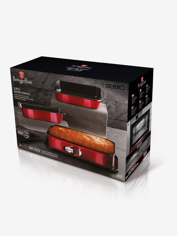 Berlingerhaus Set tavă de copt cu suprafață antiaderentă din titan 3 buc Metallic Line Burgundy Edition BERLINGERHAUS