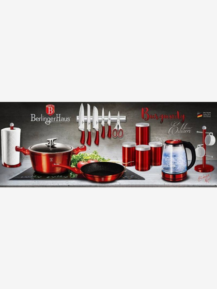 Berlingerhaus Tigaie cu suprafață din marmură set de 3 bucăți Burgundy Metallic Line BERLINGERHAUS