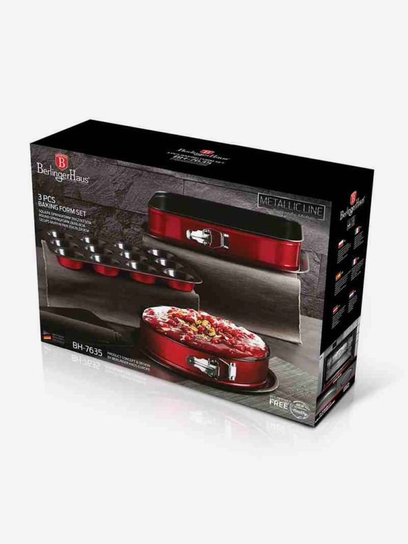 Berlingerhaus Set tavă de copt cu suprafață antiaderentă din titan 3 buc Metallic Line Burgundy Edition BERLINGERHAUS
