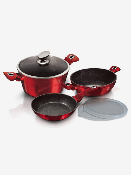 Berlingerhaus Set de vase de gătit cu suprafață din marmură 6 buc Burgundy Metallic Line BERLINGERHAUS