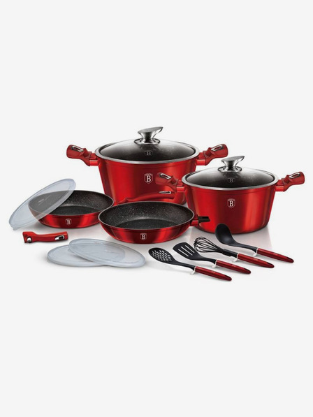 Berlingerhaus Set de vase de gătit cu suprafață din marmură 13 buc Burgundy Metallic Line I BERLINGERHAUS